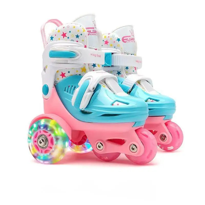 27-34 Children Skates High Elastic PU Inline Adjustable Skate Three-wheel Roller Skates For Age 2-8 Kids Beginners Skating Shoes