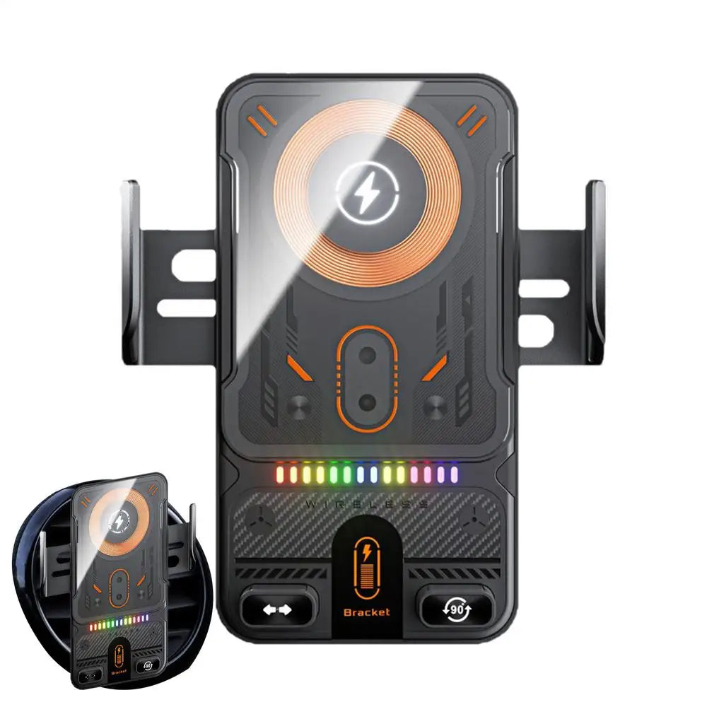 General Car Air Vent Electric Rotating Opening Closing Phone Holder 15W Wireless Charger Dualed Coil Smart Phones Fast Charging