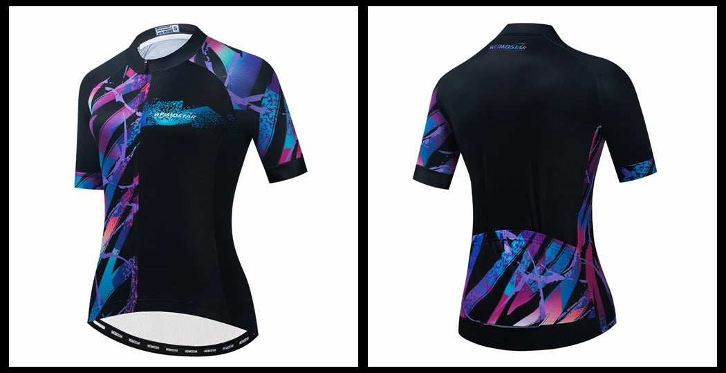 Blue Black Womens Cycling Jersey Pro Team Cycling Clothing Summer MTB Bike Jersey Breathable Bicycle Shirt Maillot Ciclismo