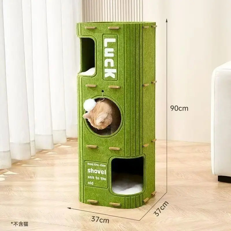 Luxury Multi layer Pet Four season Drilling Integrated Cat Tree Hole Double layer Grab Board Closed Universal Cat House