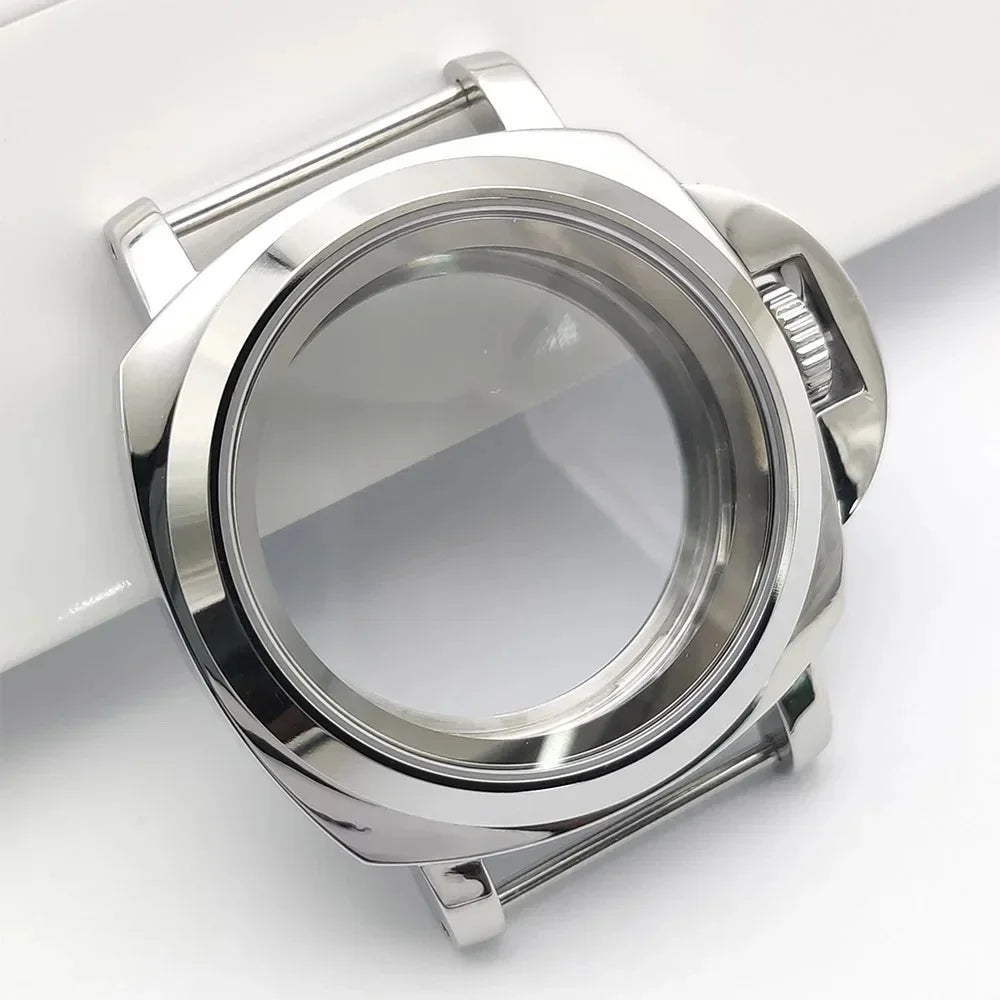 For Panerai Style 40mm Stainless Steel Watch Case with Crown Guard Bridge, Fit NH35 NH36 Movement, Watch Mod Parts