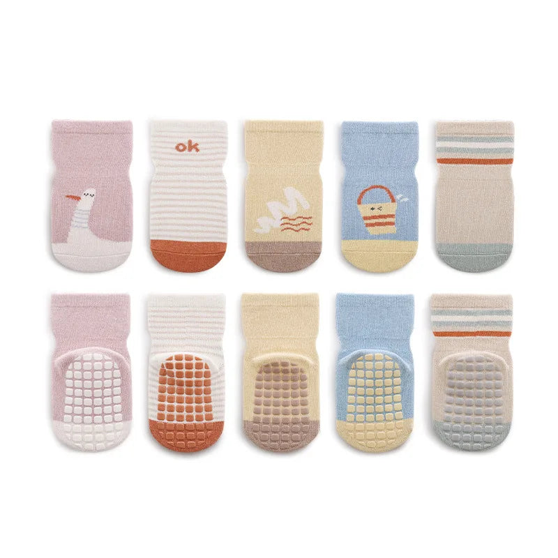 5 Pairs/Lot Autumn Baby Toddler Anti-slip Socks Children's Cartoon Indoor Playing Floor Socks 0-5Y