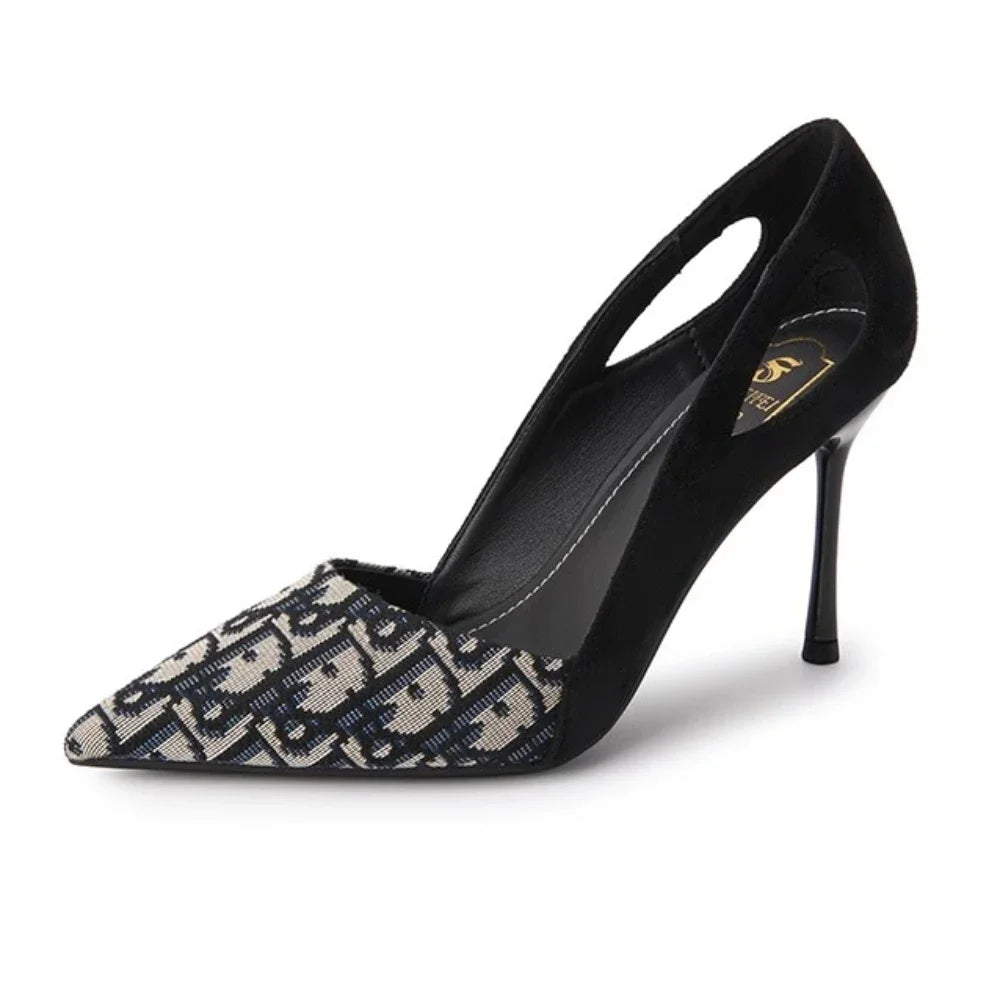 Embroidered Sandals Women Fashion Pointed Heeled 2025 Summer Luxury Heeled High Heels Women Shoes Shallow Casual High Sandals