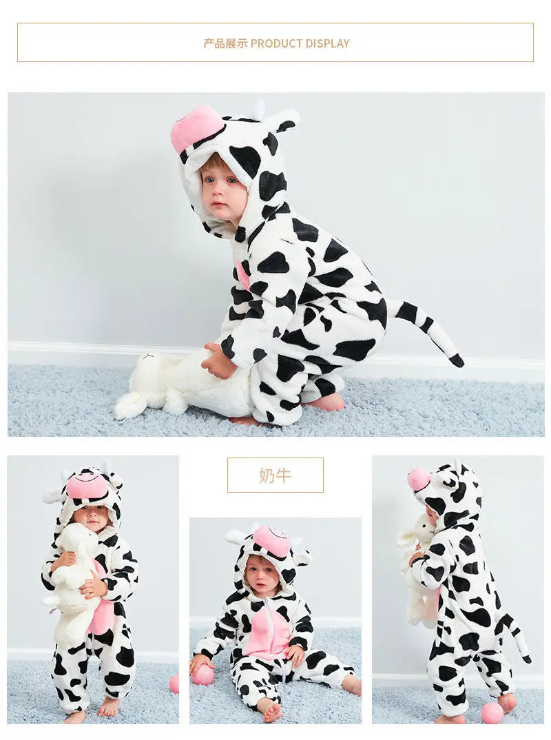 Autumn Winter Cartoon Style Winter Long Sleeve Baby Boys Girls Rompers Toddler Kids Playsuit Jumpsuits Baby Clothes Child Onesie