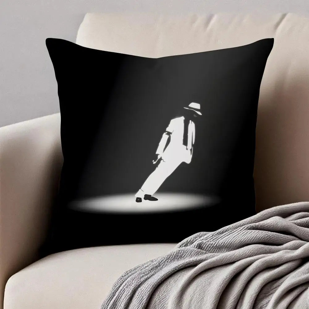 Pop Music M-Michael Jackson Cushion Cover Pillowcase Anti-dustmite Invisible Zipper Short Plush Sofa Cushion