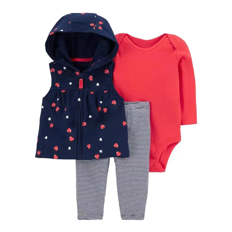 3-piece Suit Summer Baby Clothes Sets Baby Short Sleeve Shorts Cover Clothes Cute Girls Bebe Children Cotton 100% Clothing 6-24M