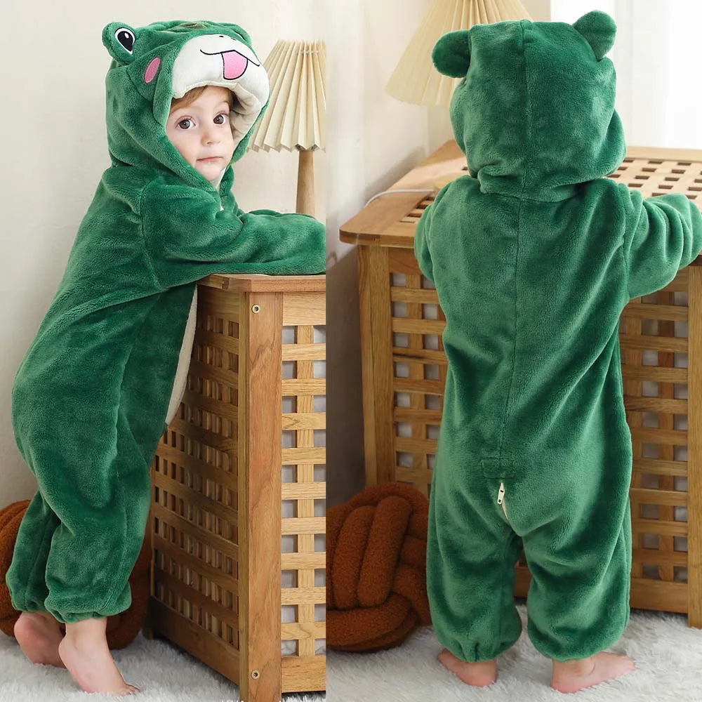 Autumn Winter Cartoon Style Winter Long Sleeve Baby Boys Girls Rompers Toddler Kids Playsuit Jumpsuits Baby Clothes Child Onesie