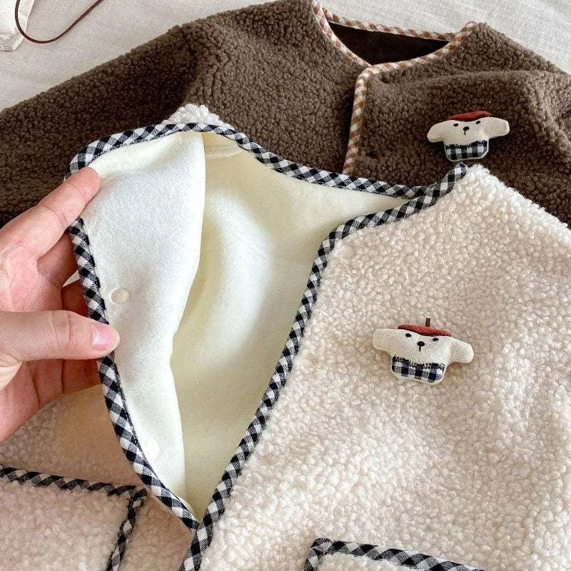 New Autumn Winter Baby Girl Boy Romper with Bunny Hat Cute Pocket Design Warm Infant Long Sleeve One-Piece Jumpsuit B5066