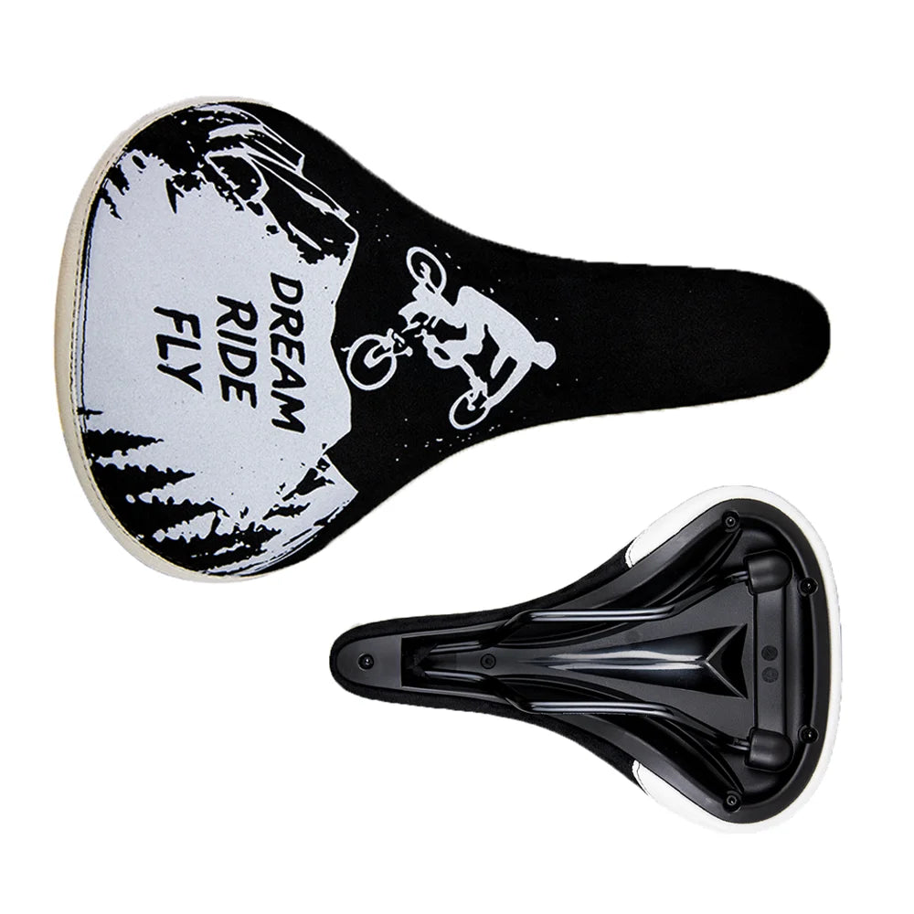 WALGUN BMX Bicycle Saddle Dirt Jump Cruiser Bike Seat with Embroidery Freestyle Racing Dowbhill Saddle MTB 265*170 Cycling Parts