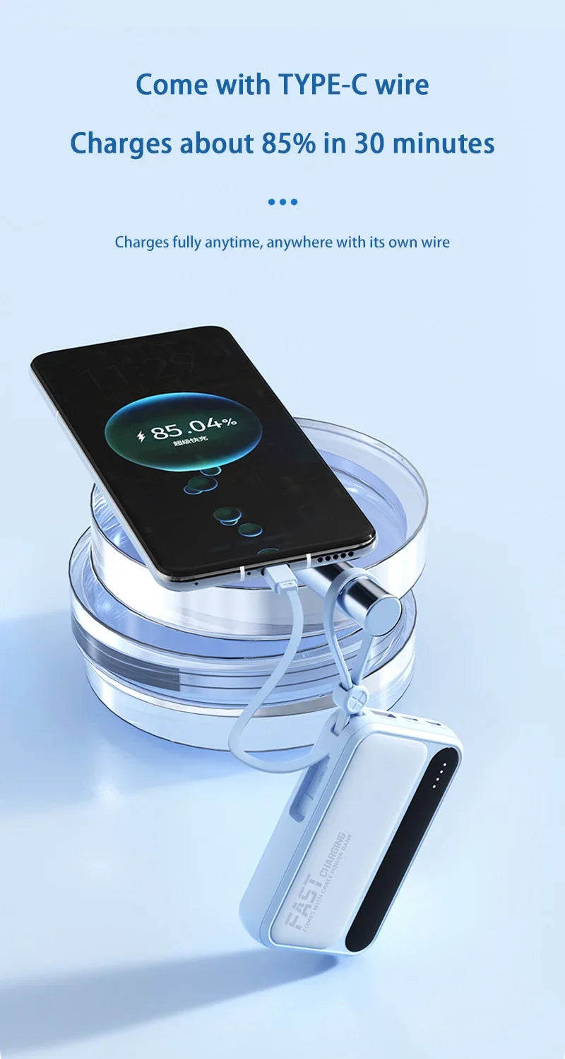 Lenovo 50000mAh Large Capacity Power Bank 4 In1 Built in Cables Intelligent Digital Display Light Fast Charging For IPhone