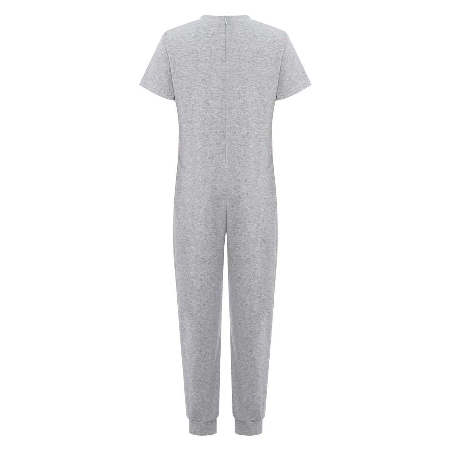 Kids Boys Girls Special Needs Adaptive Clothing Cotton Round Neck Short Sleeve Back Zipper Solid Color Full Body Jumpsuit Romper