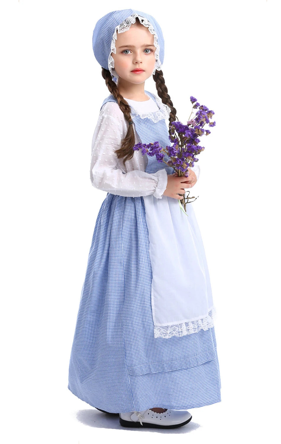 Frocks for Girls Kids Little Red Riding Hood Fairy Tale Drama Performance Costume Maid Suit Floral Pastoral Style Casual Dress