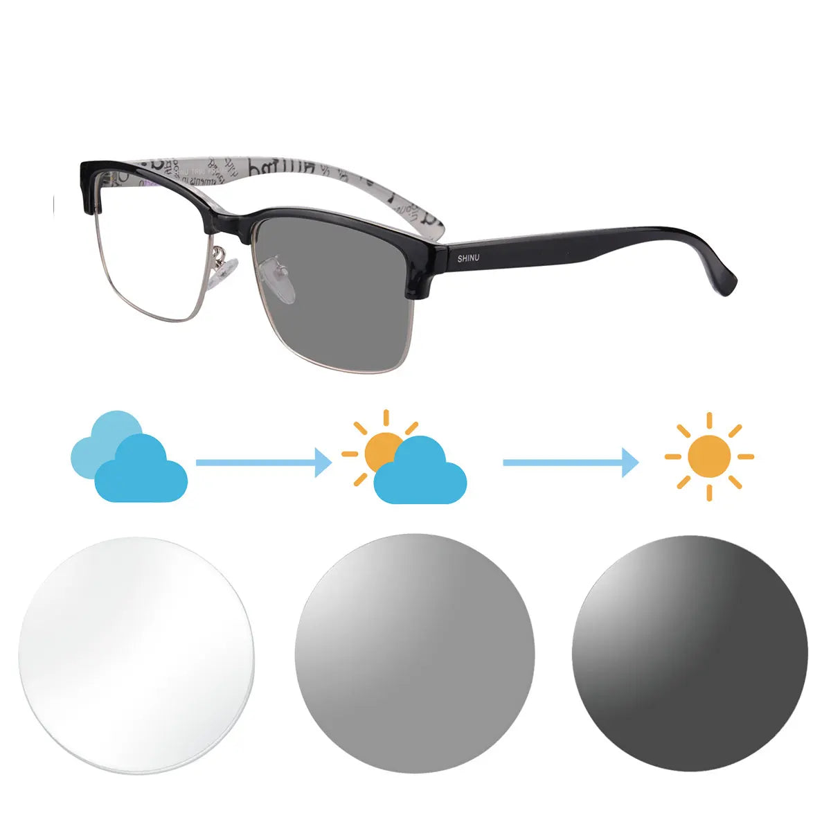 Photochromic Reading Glasses Man Intelligent Glasses Progressive Multifocal Optical Lenses Anti Blue Light Or Radiation Glasses