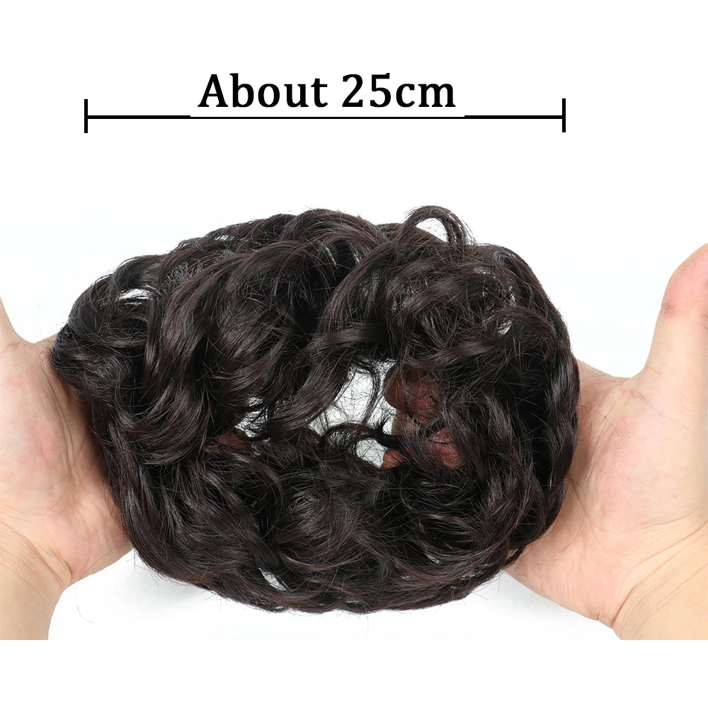 Synthetic Hair Bun Wig Donut Wavy Elastic Rubber Scrunchie Hair Pieces Ladies Ponytail Hair Extension Curly Wrap