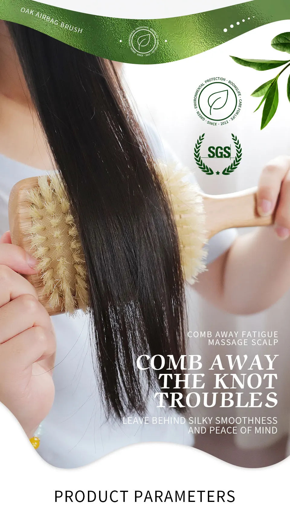 BOOMSLIFE Boar Bristle Hair Brush Square Paddle Scalp Massage Hairbrush USA Oak Wood Comb for Hair Women Barber Beauty Hair Care