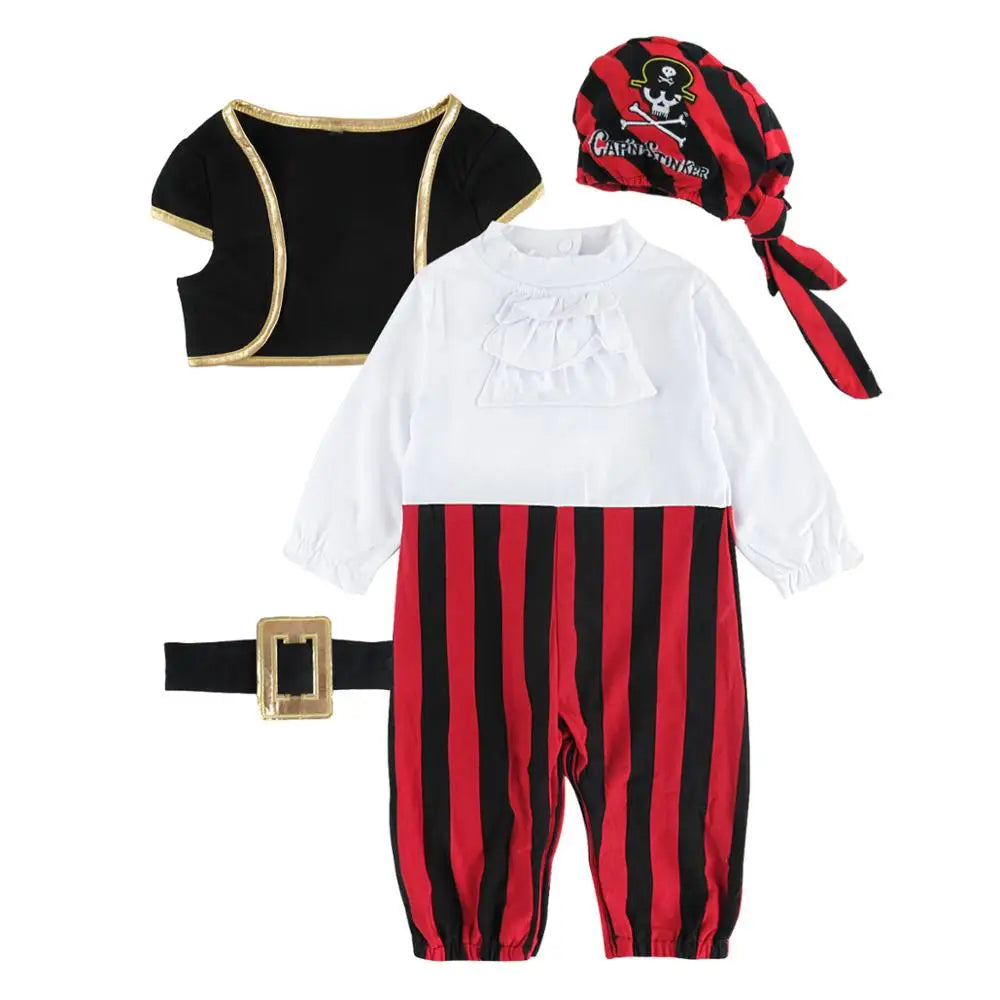 Baby Pirate Costumes Infant Carnival Purim Costume Boys Captain Cosplay Romper Halloween Outfits Fancy Clothe with Pirate Hat