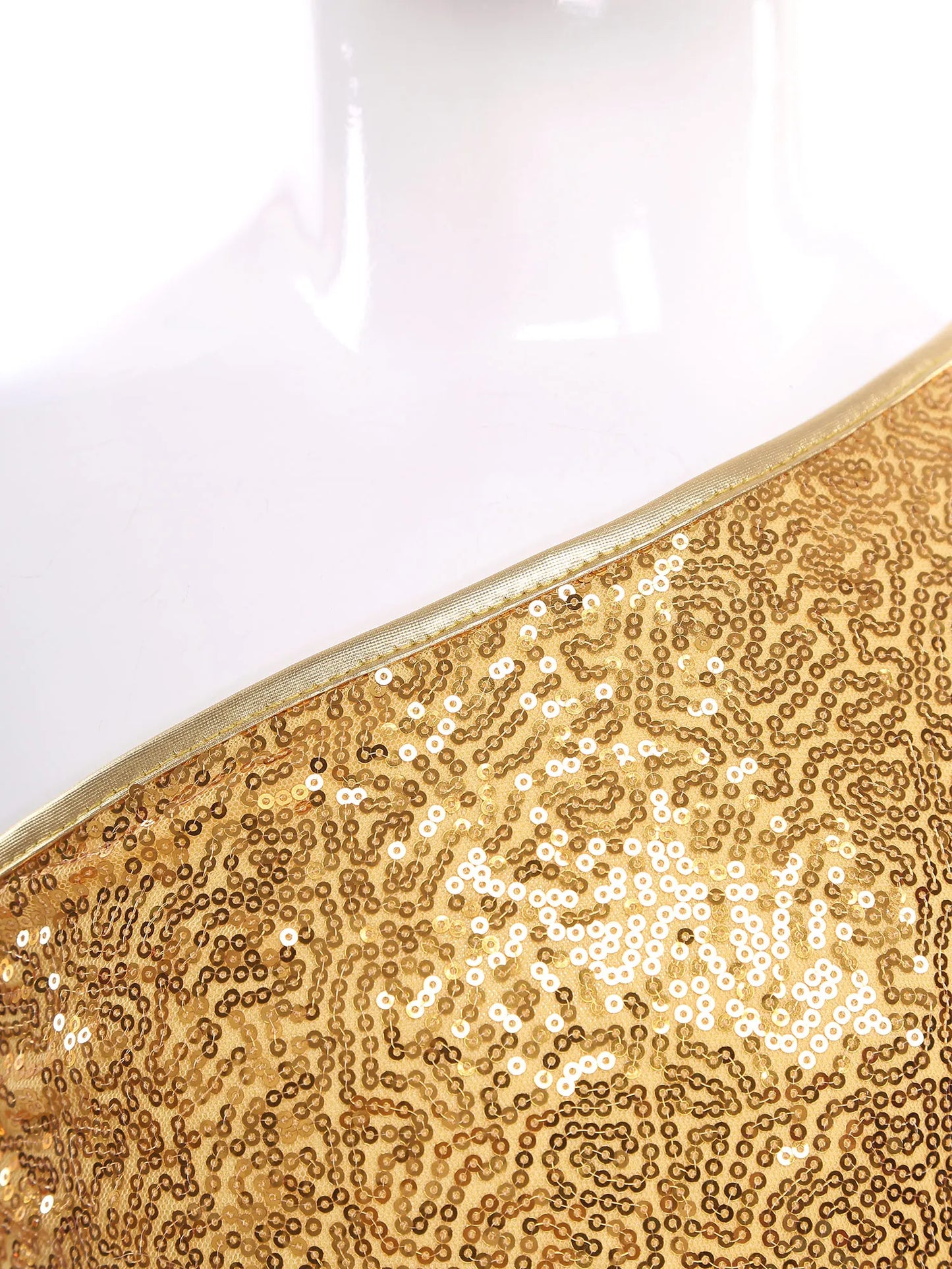 Children's One Shoulder Tassels Tops Streetwear Kids Girls Sequins Crop Top T-shirts Fashion Shiny Stage Performance Costume