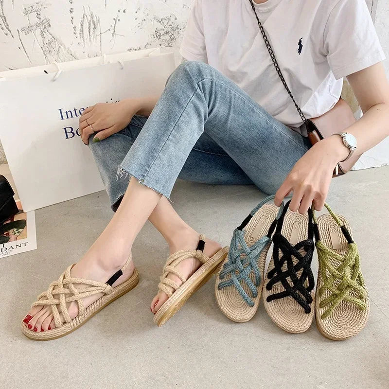 Woman Sandals Shoes Braided Rope with Traditional Casual Style and Simple Creativity Fashion Sandals Women Summer Shoes Zapatos