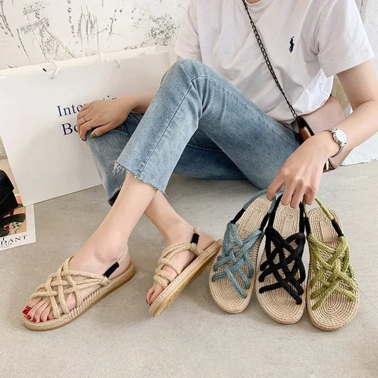 Woman Sandals Shoes Braided Rope with Traditional Casual Style and Simple Creativity Fashion Sandals Women Summer Shoes Zapatos