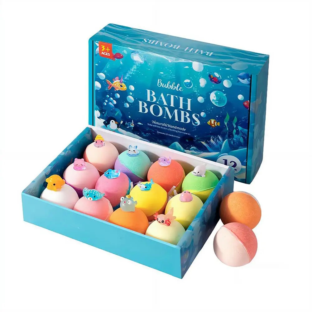 Bubble Bath Bombs For Kids 12 Pack Ocean Themed With Hidden Floating Toys Safe Essential Oil Moisturizing Bath Fizzies