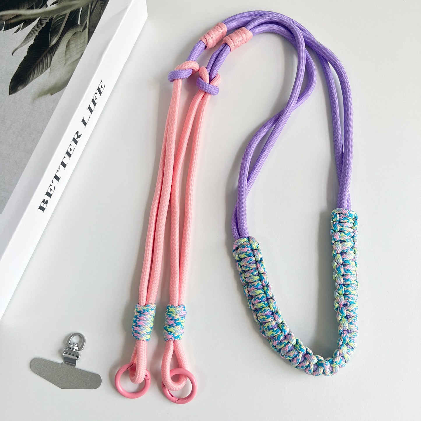Hand Woven Fried Dough Twists Lanyard Fixed Card Color Contrast Diagonal Shoulder Lanyard Mobile Phone Lanyard Durable Lanyard