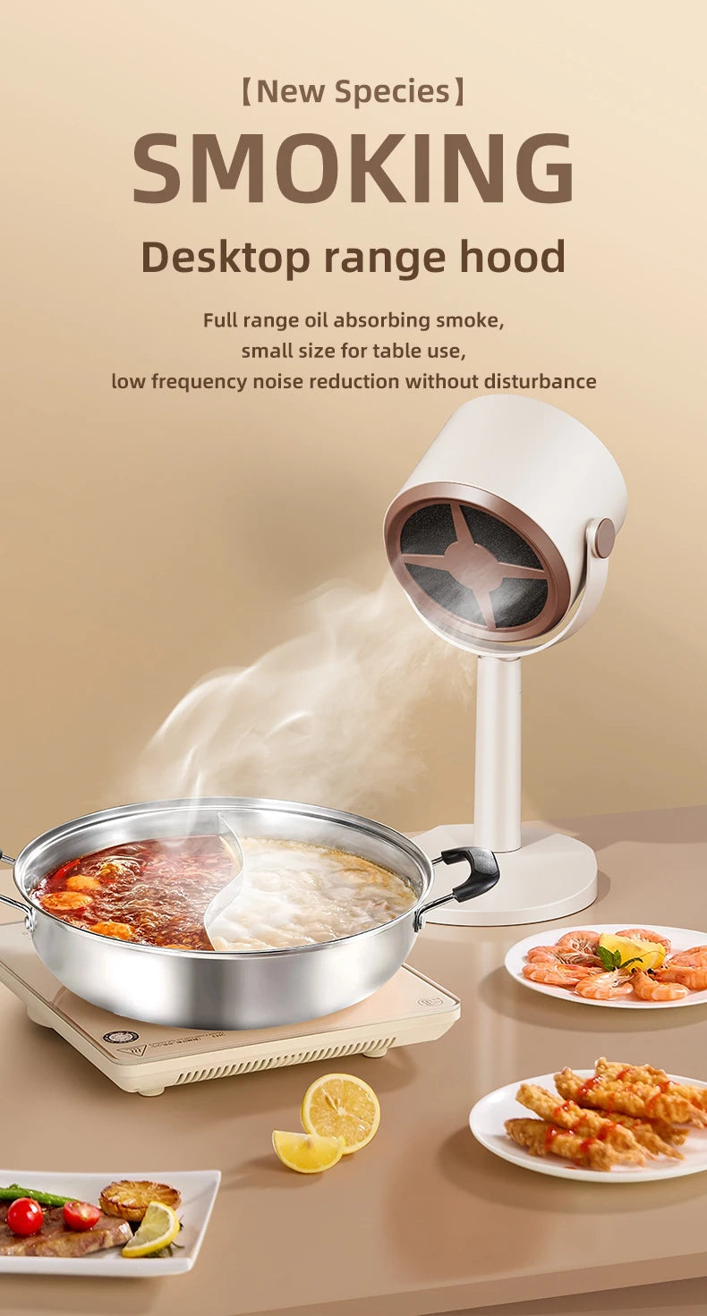 Electric Desktop Range Hood USB Adjustable Angle Portable Mini High Suction Power Exhaust Fan for BBQ Hot Pot Kitchen Appliance