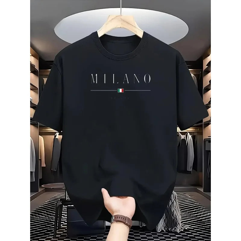2026 Summer New Men's Casual Loose Personalized Pattern Printed Sports Comfortable Round Neck Short Sleeve T-shirt Top