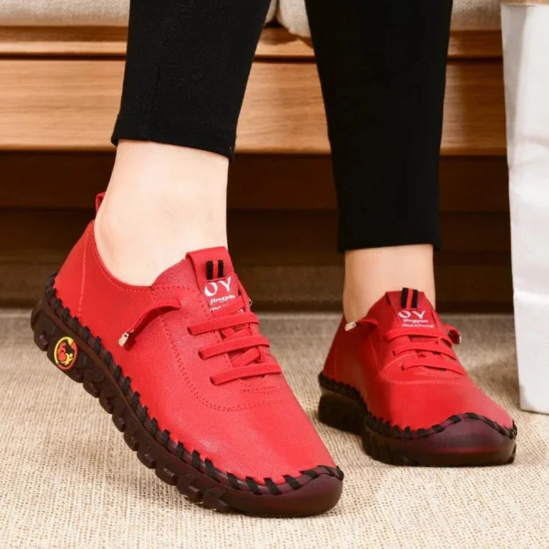 2025 Women Sneakers Platform Shoes Leather Patchwork Casual Sport Shoes Ladies Outdoor Running Vulcanized Shoes Zapatillas Mujer