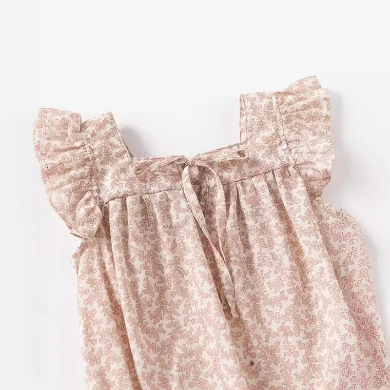 2025 New Summer Toddler Baby Girls Jumpsuit Flying Sleeve Cotton Flower Print Newborn Baby Girls Romper 0-24M Baby Clothing
