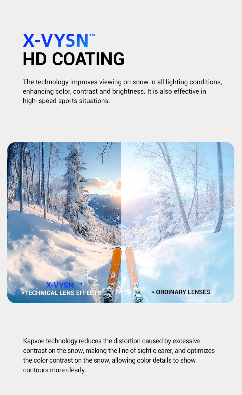 Kapvoe Photochromic Snow Goggles Ski Snowboard Anti-Fog Mask for Men Women Eyewear UV400 Protection Glasses Snowmobile Winter