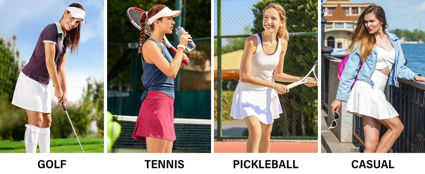 Pioneer Camp Women's 18" High Waisted Tennis Skort with Built-in Shorts & Pockets, Golf Athletic Long Skirt for Tennis Running W