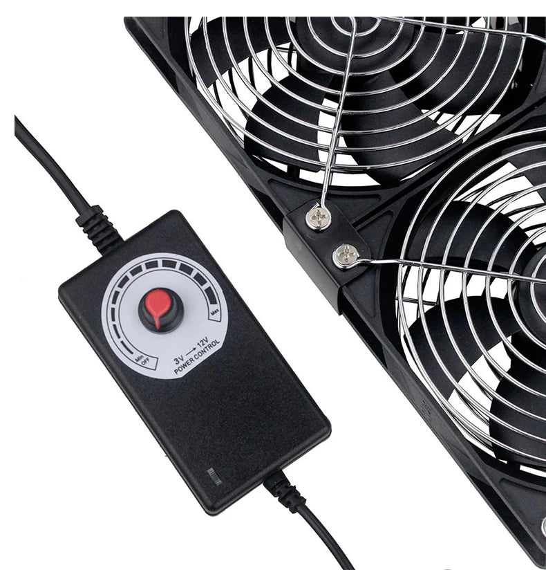 220V 12V Exhaust Cooling Fans with Controller 12cm for Workstation Cabinet Radiator Server Fan for GPU VGA Btc Machine Chassis