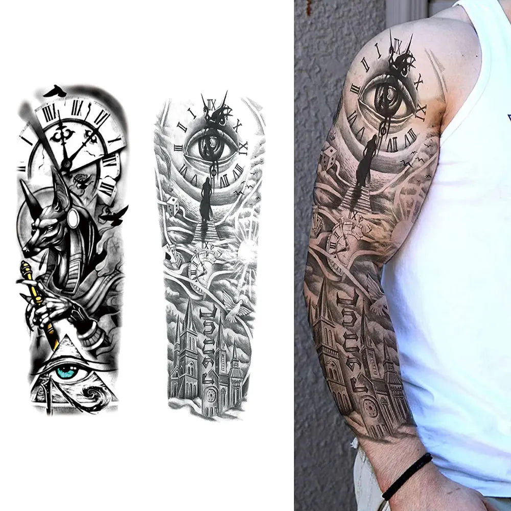 Large Arm Tattoo Stickers for Men Sleeve Waterproof Temporary Tattoo Bear Wolf Tiger Animal Fake Tattoo for Women Body Decor