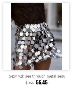 Sexy see through black metal sequin summer dress women 2025 glitter mini beach club party dress womens evening dresses vestidos