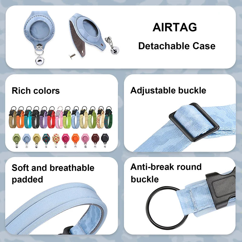 Airtag Dog Collar Adjustable Nylon Reflective Pet Collar For Small Medium Large Dog Durable Anti-lost Dog Necklace With Padded