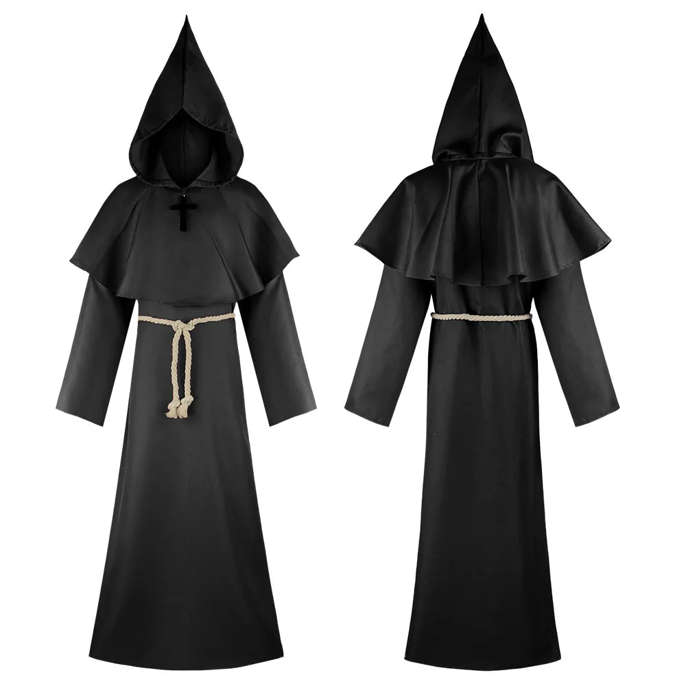 Halloween Grim Reaper cosplay costume Five Ghosts Costume Medieval Friar's Robe Monk Clothes Witch Priest Cos Costume