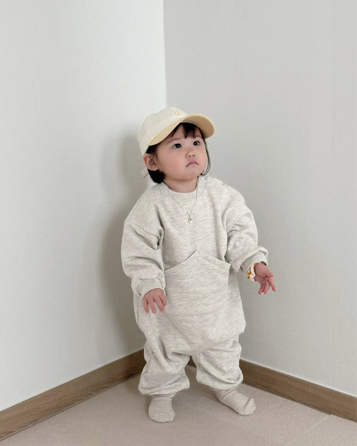 2025 Autumn New Baby Long Sleeve Romper Solid Infant Boy Girl Big Pocket Casual Jumpsuit Newborn Loose Cotton Clothes 0-24M