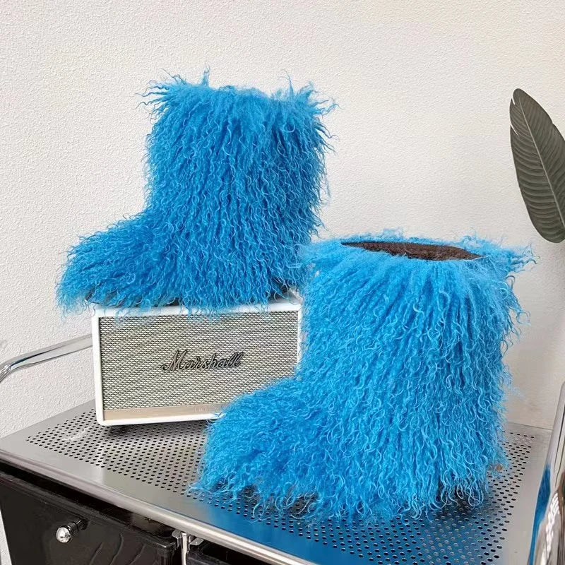 Y2K Kids Boots Winter Shoes New Faux Fur Toddler Girl Boots Fashion Colorful Fur Children Ankle Snow Boots Warm Shoes Girls