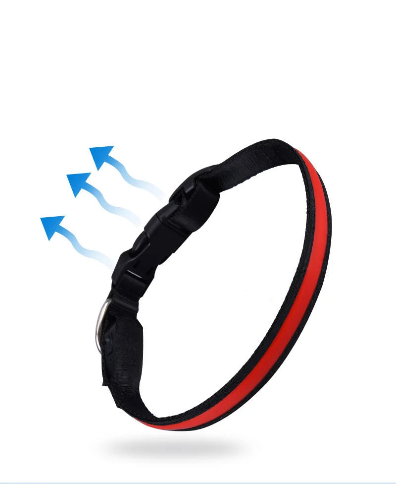 LED Dog Collar Adjustable USB Rechargeable 3 Modes Waterproof Nighttime Safety Reflective Leather Light-up Suitable For Pets