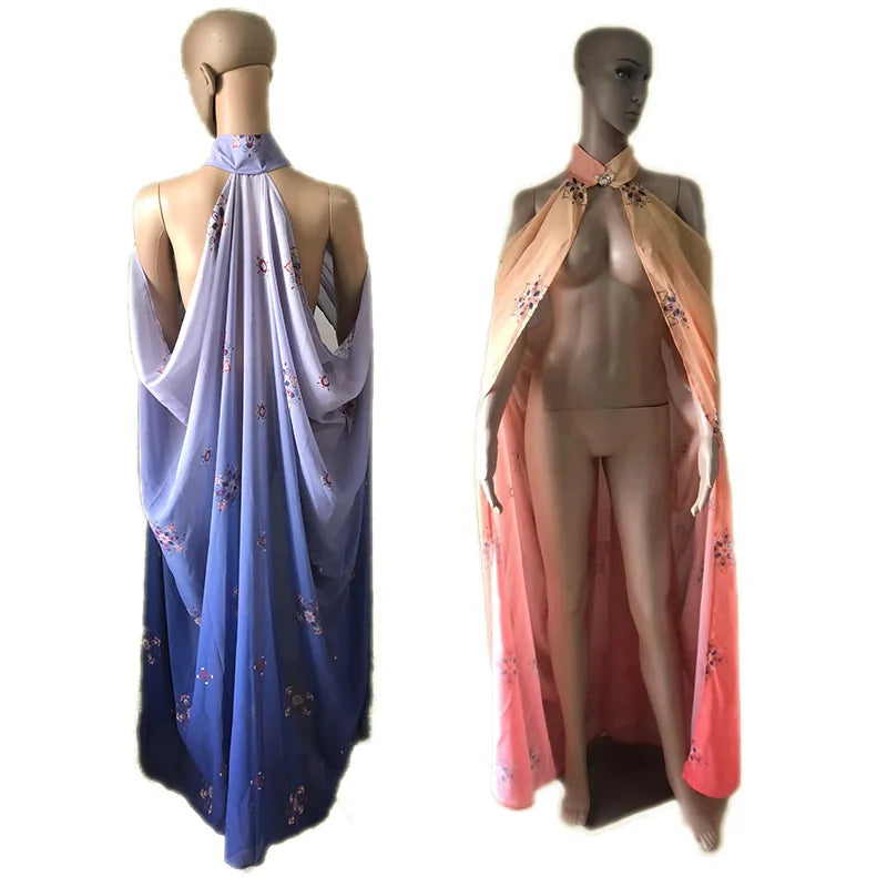 Halloween Costume Women Shawl Cape Cloak Medieval Neck Cape Shawl Cosplay Princess Witch Bride Party Chiffon Light Coat Robe