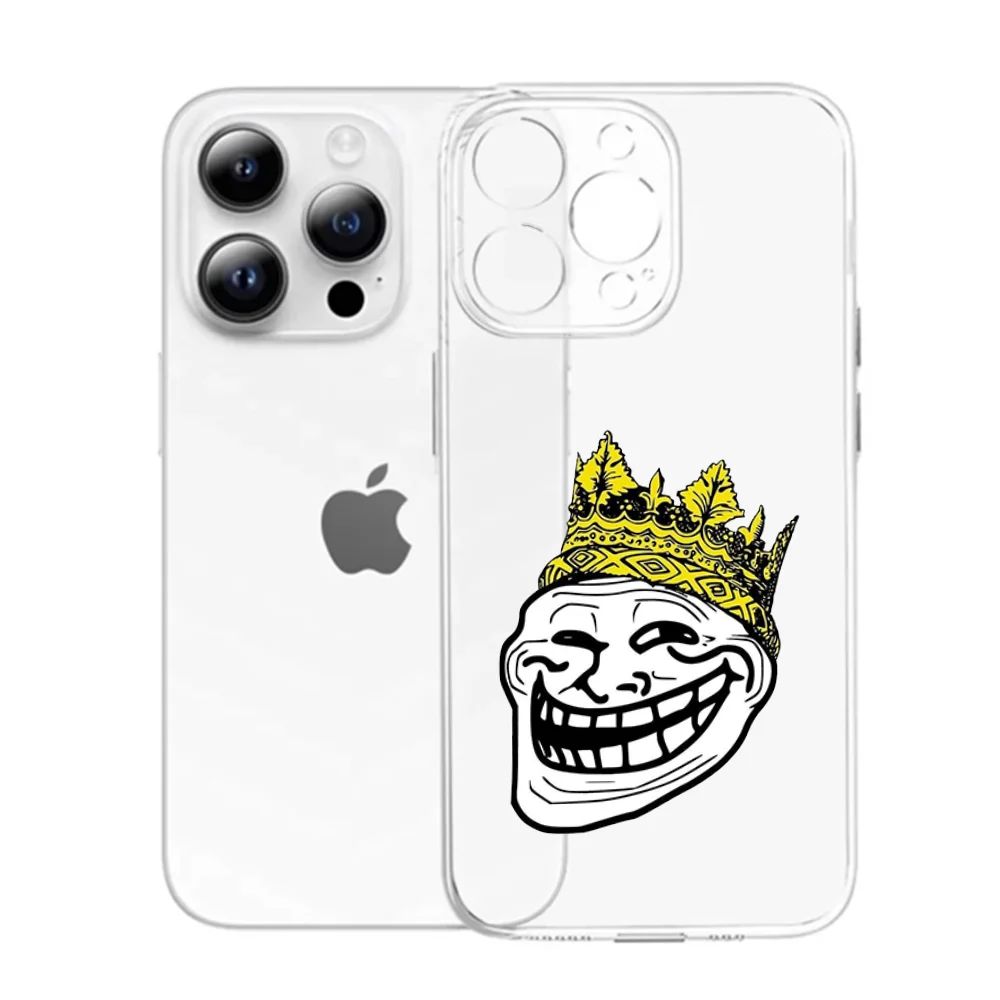 Funny T-Trollfaces Comics Memes Phone Case For iPhone 17 Air 16 e 15 14 13 12 11 Pro Max Plus Transparent Silicone Soft Cover