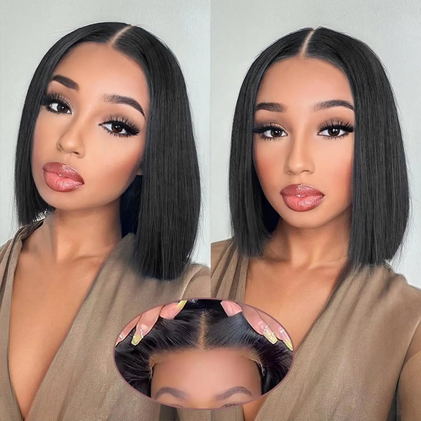 2026 New Wear And Go Glueless Wigs Human Hair Bob Straight Front Wigs Human Hair Upgraded No Glue Front Wigs For Women