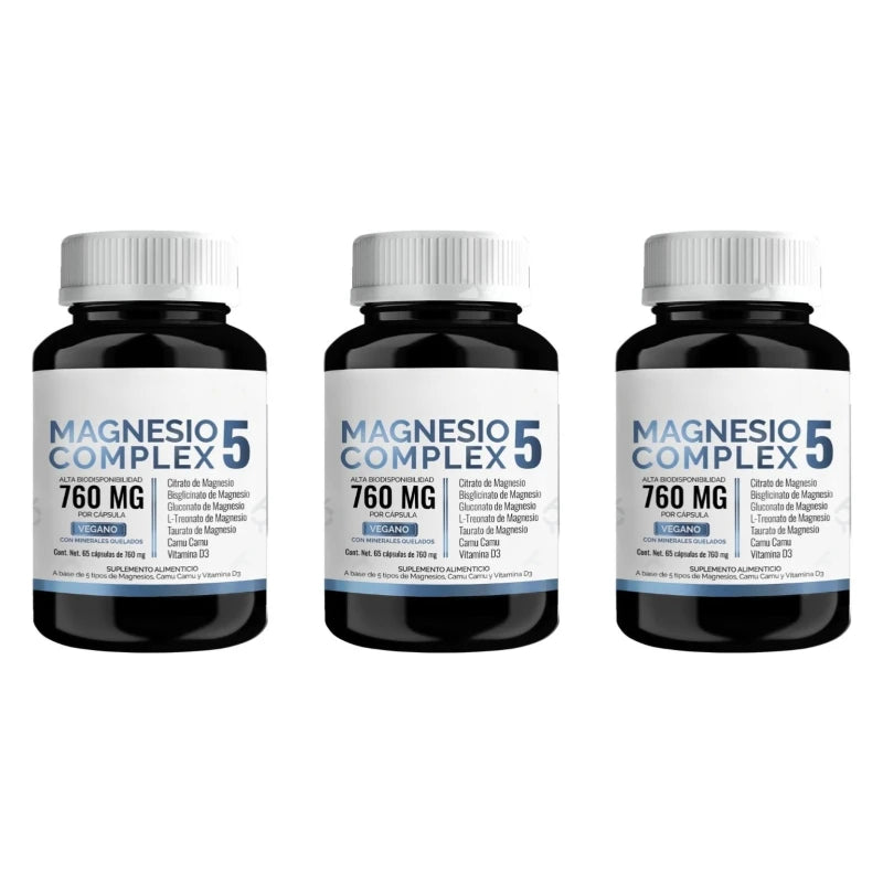 Magnesium Complex Capsules 5 Forms Citrate Bisglycinate L-Threonate Gluconate Taurate Vitamina D3 760mg 60 Capsules