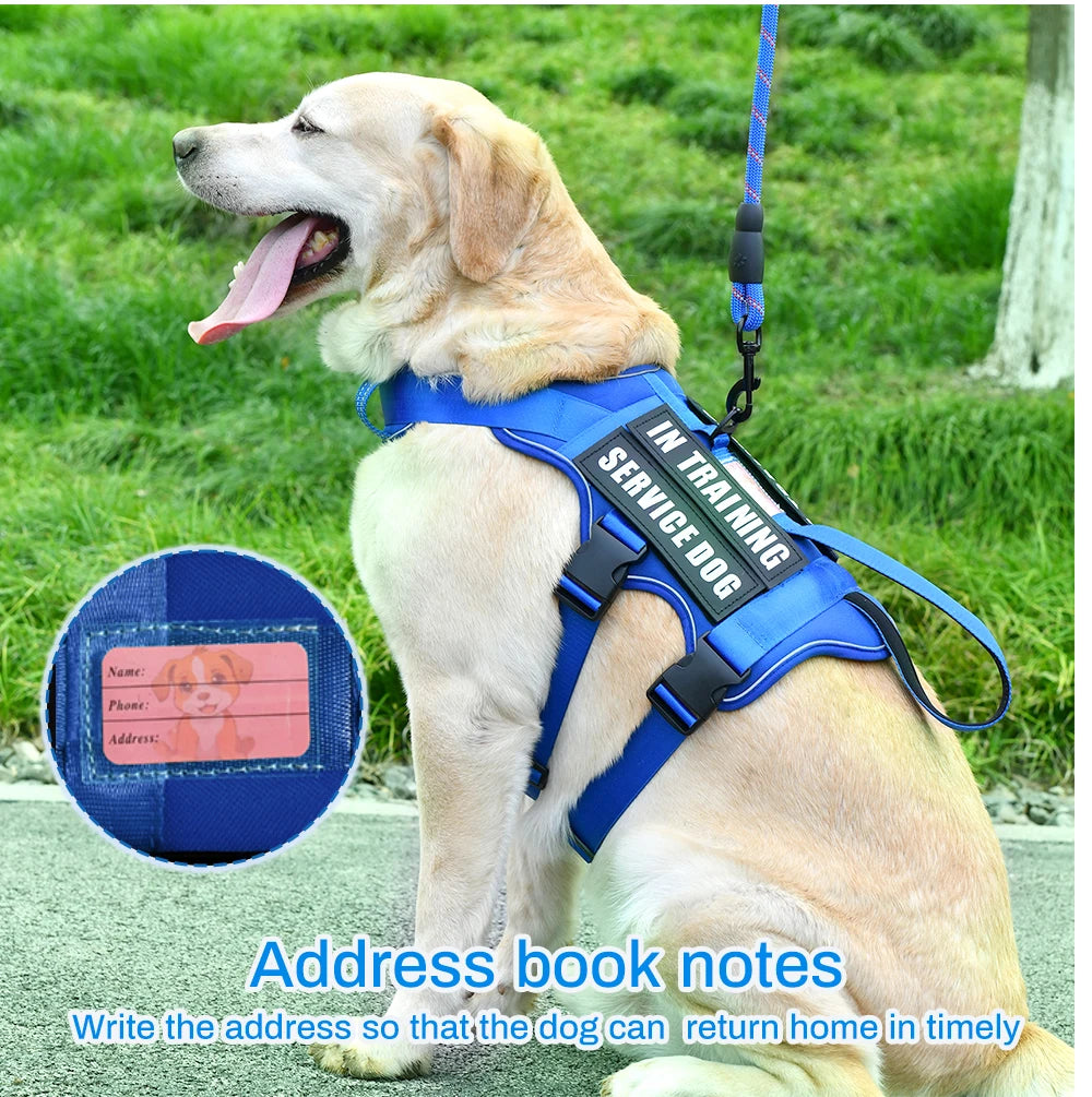 New Tactical Dog harness No Pull Dog Harness Vest with 4 Dog Patches, Reflective Pet Harness with Adress Note, Soft Padded Harne