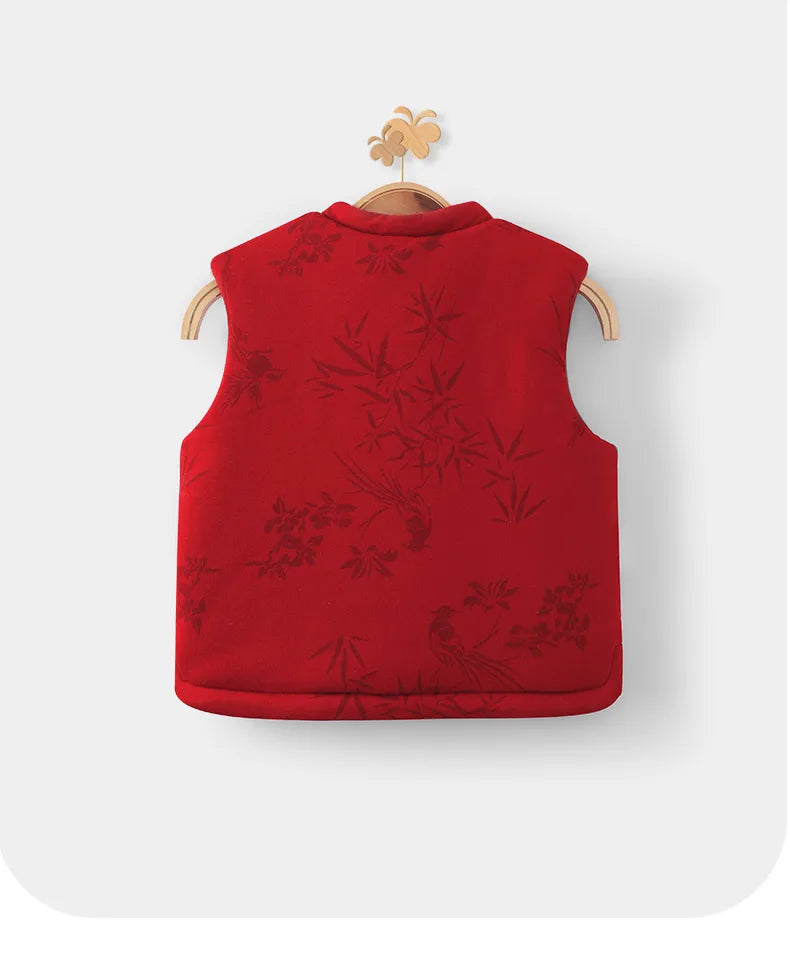 【Youqi】Chinese Baby Clothes for 0-2 Year Olds, Vest, Autumn and Winter Clothing, Sweatshirt, Padded Outerwear, Festive One-Year-Old, Hundred-Day, Full-Month Vest