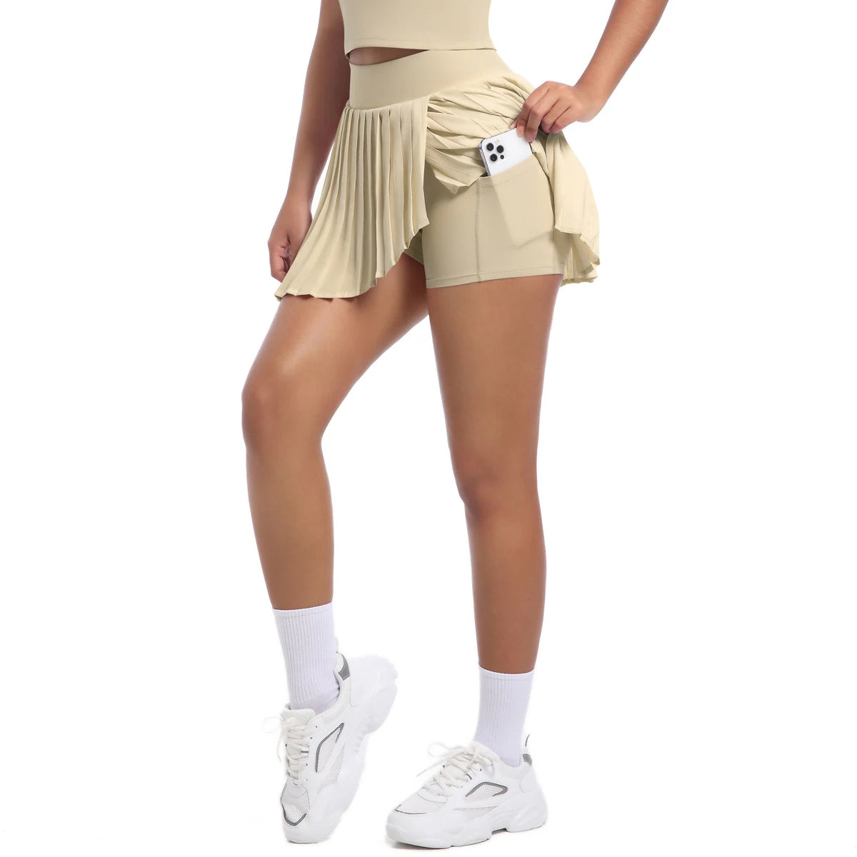 Breathable Pleated Skirt Women Jumpsuit Tennis Skirt Gym Running Yoga Short Skirt With Pockets Pleated Sports Tennis Skirts