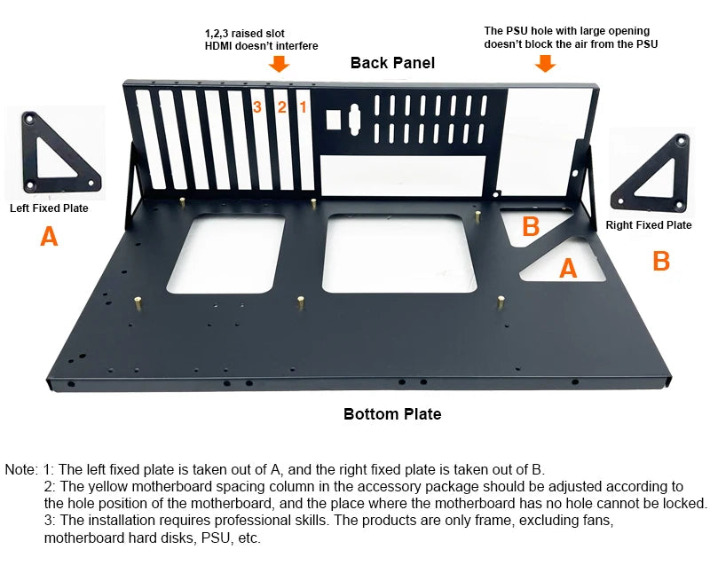 DIY PC Test Bench Open Chassis Rack for ATX/M-ATX/ITX Motherboards Solid Open Air Simple Rack DIY Computer Case Easy to Assemble