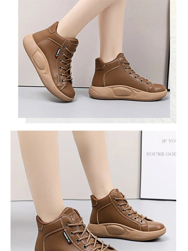 CINESSD Version of High-top Shoes for Female Students Trend of Casual Running Shoe Comfortable Lace-up Sneakers Female Shoes