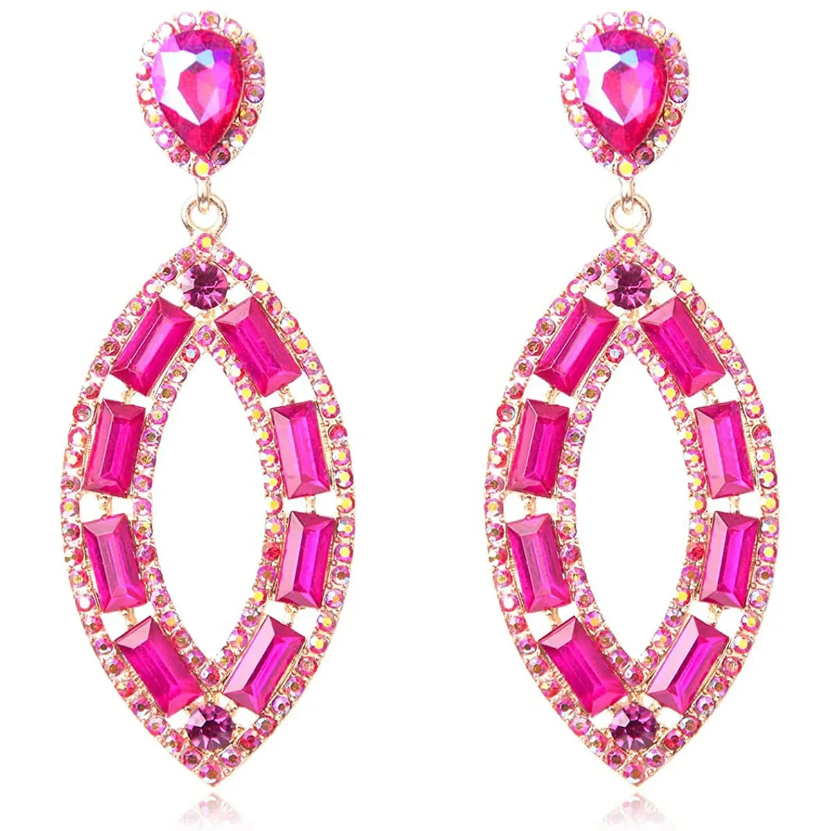 Bohemian Pink Geometric Earrings Women Summer Vacation Fashion Jewelry Classic Pendant