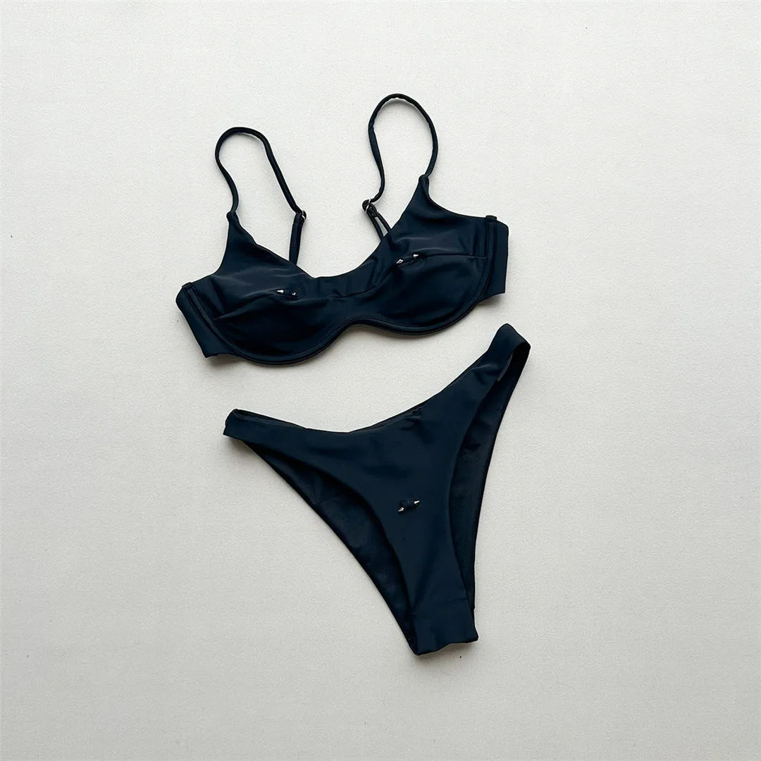 New Sexy Underwired Bikini Female Swimsuit Women Swimwear Two-Pieces Bikini Set Brazilian Padded Bather Bathing Suit Swim V7743